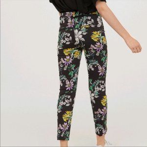 H&M Floral Skinny Trousers with Belt Loops